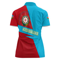 Azerbaijan National Emblem Women Polo Shirt with Modern Flag Color Block Design - Wonder Print Shop