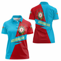 Azerbaijan National Emblem Women Polo Shirt with Modern Flag Color Block Design - Wonder Print Shop