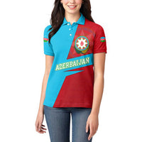 Azerbaijan National Emblem Women Polo Shirt with Modern Flag Color Block Design - Wonder Print Shop