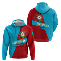 Azerbaijan National Emblem Zip Hoodie with Modern Flag Color Block Design - Wonder Print Shop