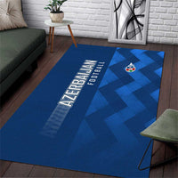 Azerbaijan Football Area Rug with AFFA Emblem in Blue Geometric Design
