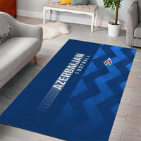 Azerbaijan Football Area Rug with AFFA Emblem in Blue Geometric Design