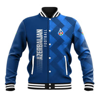 Azerbaijan Football Baseball Jacket with AFFA Emblem in Blue Geometric Design
