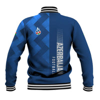 Azerbaijan Football Baseball Jacket with AFFA Emblem in Blue Geometric Design