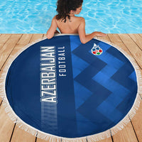 Azerbaijan Football Beach Blanket with AFFA Emblem in Blue Geometric Design