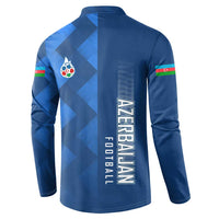 Azerbaijan Football Button Sweatshirt with AFFA Emblem in Blue Geometric Design