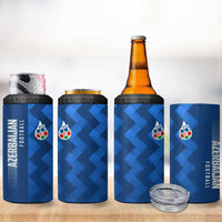 Azerbaijan Football 4 in 1 Can Cooler Tumbler with AFFA Emblem in Blue Geometric Design