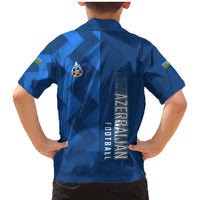 Azerbaijan Football Family Matching Mermaid Dress and Hawaiian Shirt with AFFA Emblem in Blue Geometric Design