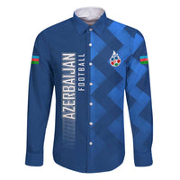 Azerbaijan Football Family Matching Puletasi and Hawaiian Shirt with AFFA Emblem in Blue Geometric Design