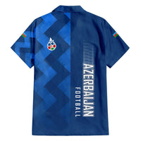 Azerbaijan Football Family Matching Short Sleeve Bodycon Dress and Hawaiian Shirt with AFFA Emblem in Blue Geometric Design