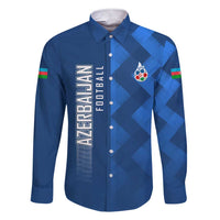 Azerbaijan Football Family Matching Short Sleeve Bodycon Dress and Hawaiian Shirt with AFFA Emblem in Blue Geometric Design