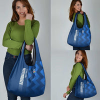 Azerbaijan Football Grocery Bag with AFFA Emblem in Blue Geometric Design