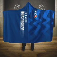Azerbaijan Football Hooded Blanket with AFFA Emblem in Blue Geometric Design