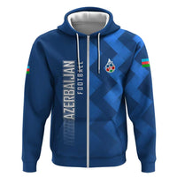 Azerbaijan Football Hoodie with AFFA Emblem in Blue Geometric Design