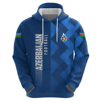 Azerbaijan Football Hoodie with AFFA Emblem in Blue Geometric Design