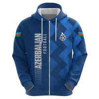 Azerbaijan Football Hoodie with AFFA Emblem in Blue Geometric Design