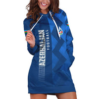 Azerbaijan Football Hoodie Dress with AFFA Emblem in Blue Geometric Design