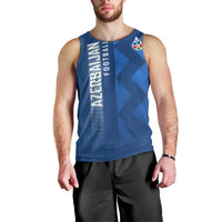 Azerbaijan Football Men Tank Top with AFFA Emblem in Blue Geometric Design