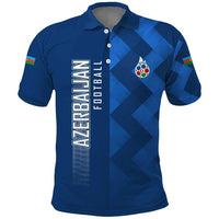 Azerbaijan Football Polo Shirt with AFFA Emblem in Blue Geometric Design
