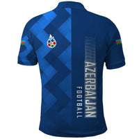 Azerbaijan Football Polo Shirt with AFFA Emblem in Blue Geometric Design