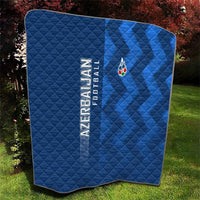 Azerbaijan Football Quilt with AFFA Emblem in Blue Geometric Design