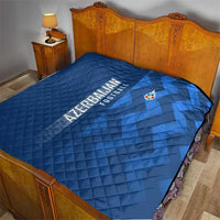 Azerbaijan Football Quilt with AFFA Emblem in Blue Geometric Design