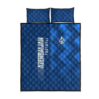 Azerbaijan Football Quilt Bed Set with AFFA Emblem in Blue Geometric Design