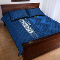 Azerbaijan Football Quilt Bed Set with AFFA Emblem in Blue Geometric Design