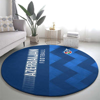 Azerbaijan Football Round Carpet with AFFA Emblem in Blue Geometric Design