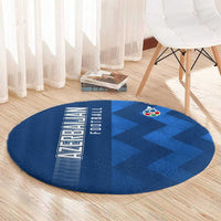 Azerbaijan Football Round Carpet with AFFA Emblem in Blue Geometric Design