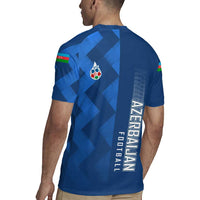 Azerbaijan Football Rugby Jersey with AFFA Emblem in Blue Geometric Design
