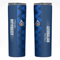 Azerbaijan Football Skinny Tumbler with AFFA Emblem in Blue Geometric Design