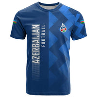 Azerbaijan Football T Shirt with AFFA Emblem in Blue Geometric Design