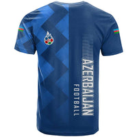 Azerbaijan Football T Shirt with AFFA Emblem in Blue Geometric Design