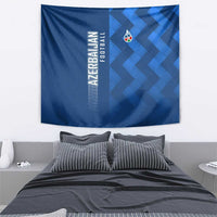 Azerbaijan Football Tapestry with AFFA Emblem in Blue Geometric Design