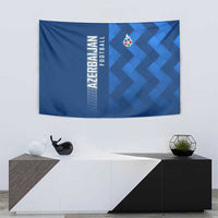 Azerbaijan Football Tapestry with AFFA Emblem in Blue Geometric Design