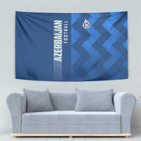 Azerbaijan Football Tapestry with AFFA Emblem in Blue Geometric Design