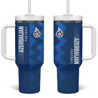 Azerbaijan Football Tumbler With Handle with AFFA Emblem in Blue Geometric Design