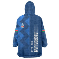 Azerbaijan Football Wearable Blanket Hoodie with AFFA Emblem in Blue Geometric Design