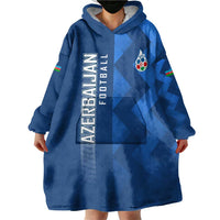 Azerbaijan Football Wearable Blanket Hoodie with AFFA Emblem in Blue Geometric Design