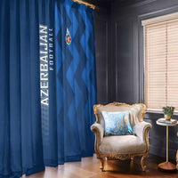 Azerbaijan Football Window Curtain with AFFA Emblem in Blue Geometric Design