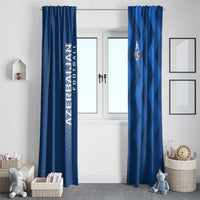 Azerbaijan Football Window Curtain with AFFA Emblem in Blue Geometric Design
