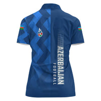 Azerbaijan Football Women Polo Shirt with AFFA Emblem in Blue Geometric Design
