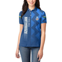 Azerbaijan Football Women Polo Shirt with AFFA Emblem in Blue Geometric Design