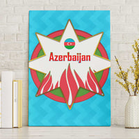 Azerbaijan National Emblem Canvas Wall Art with Star and Flame Design in Sky Blue