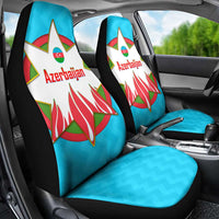 Azerbaijan National Emblem Car Seat Cover with Star and Flame Design in Sky Blue