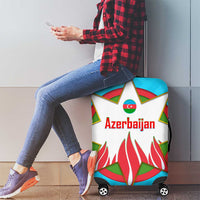 Azerbaijan National Emblem Luggage Cover with Star and Flame Design in Sky Blue