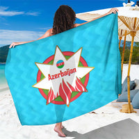 Azerbaijan National Emblem Sarong with Star and Flame Design in Sky Blue