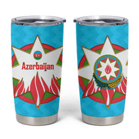 Azerbaijan National Emblem Tumbler Cup with Star and Flame Design in Sky Blue