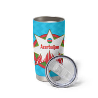 Azerbaijan National Emblem Tumbler Cup with Star and Flame Design in Sky Blue
